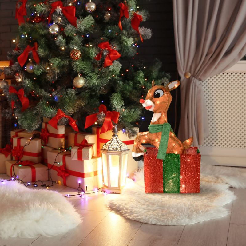 Rudolph the Red-Nosed Reindeer 24" Rudolph Led 3D Prelit Yard D'ecor Rudolph In Present