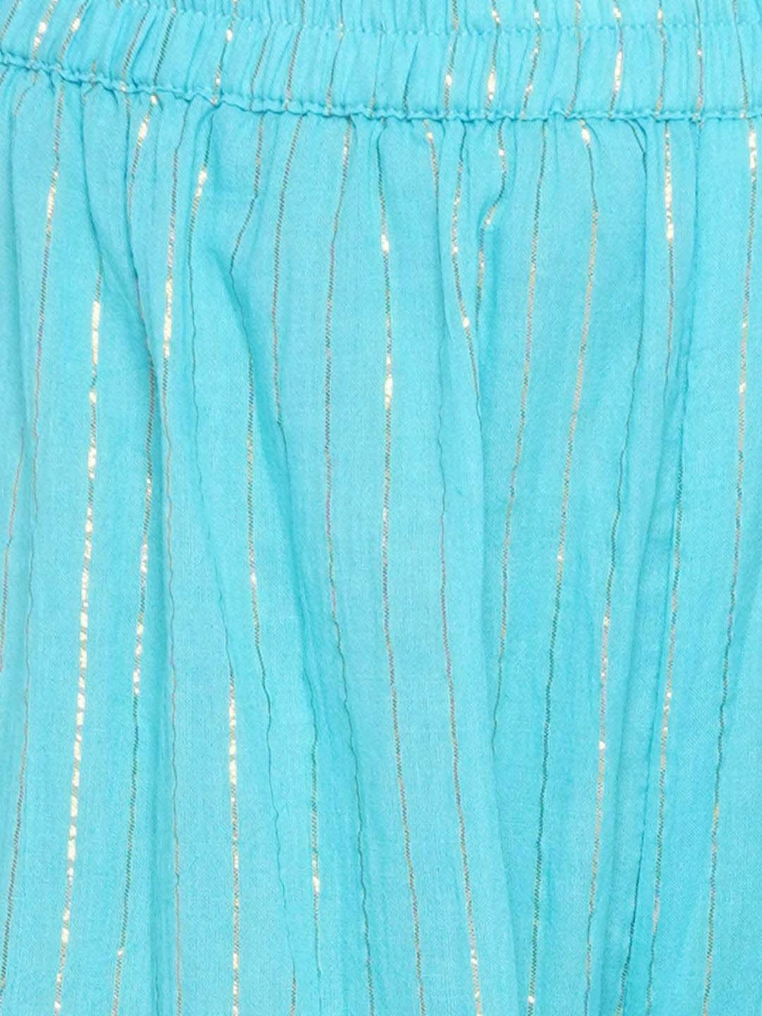 Little Bansi Firozi Blue Cotton Floral Print Kurta Set