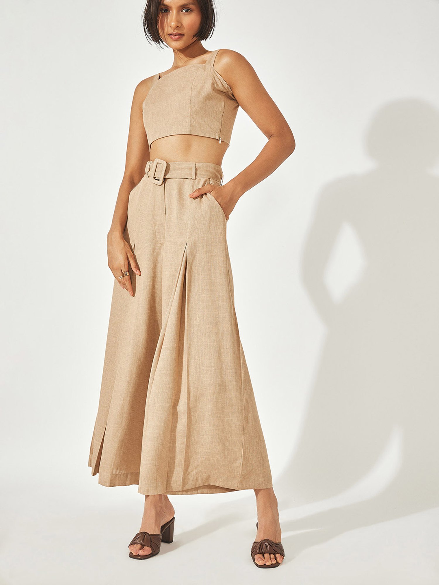 The Label Life Beige Cotton Regular Fit Crop Top