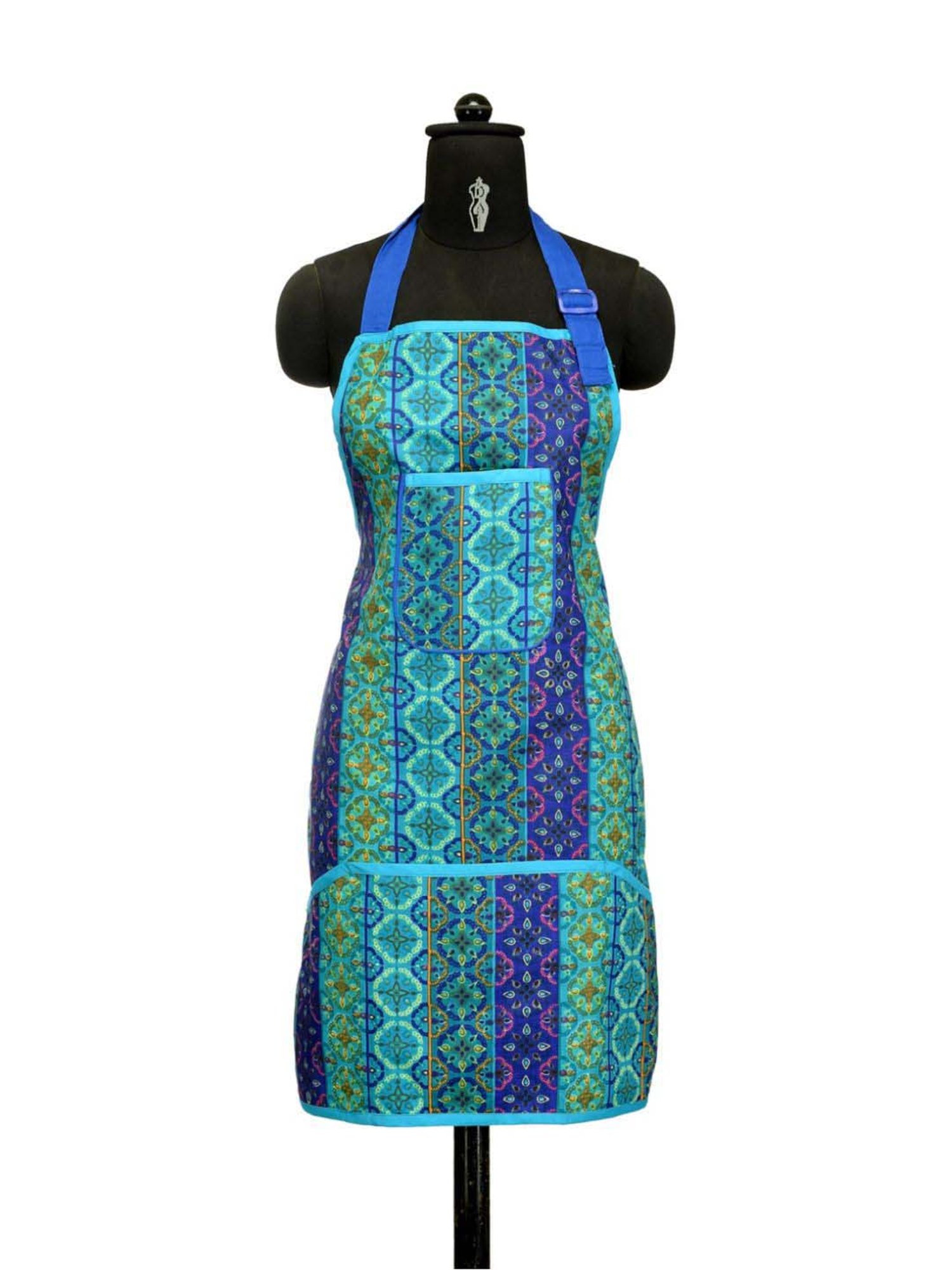 Ariana Yellow & White Cotton Kitchen Apron with Pocket