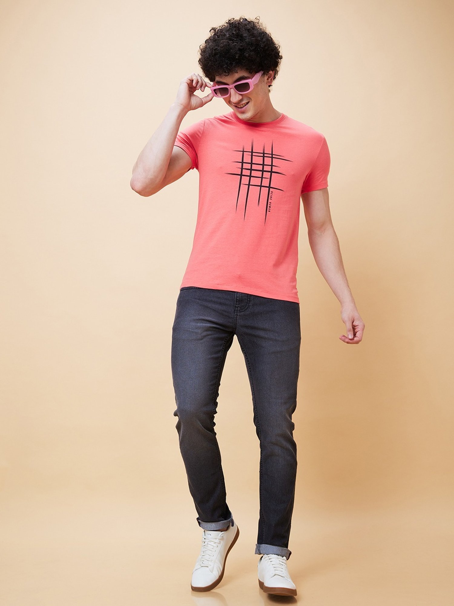 Being Human Pink Regular Fit Printed T-Shirt