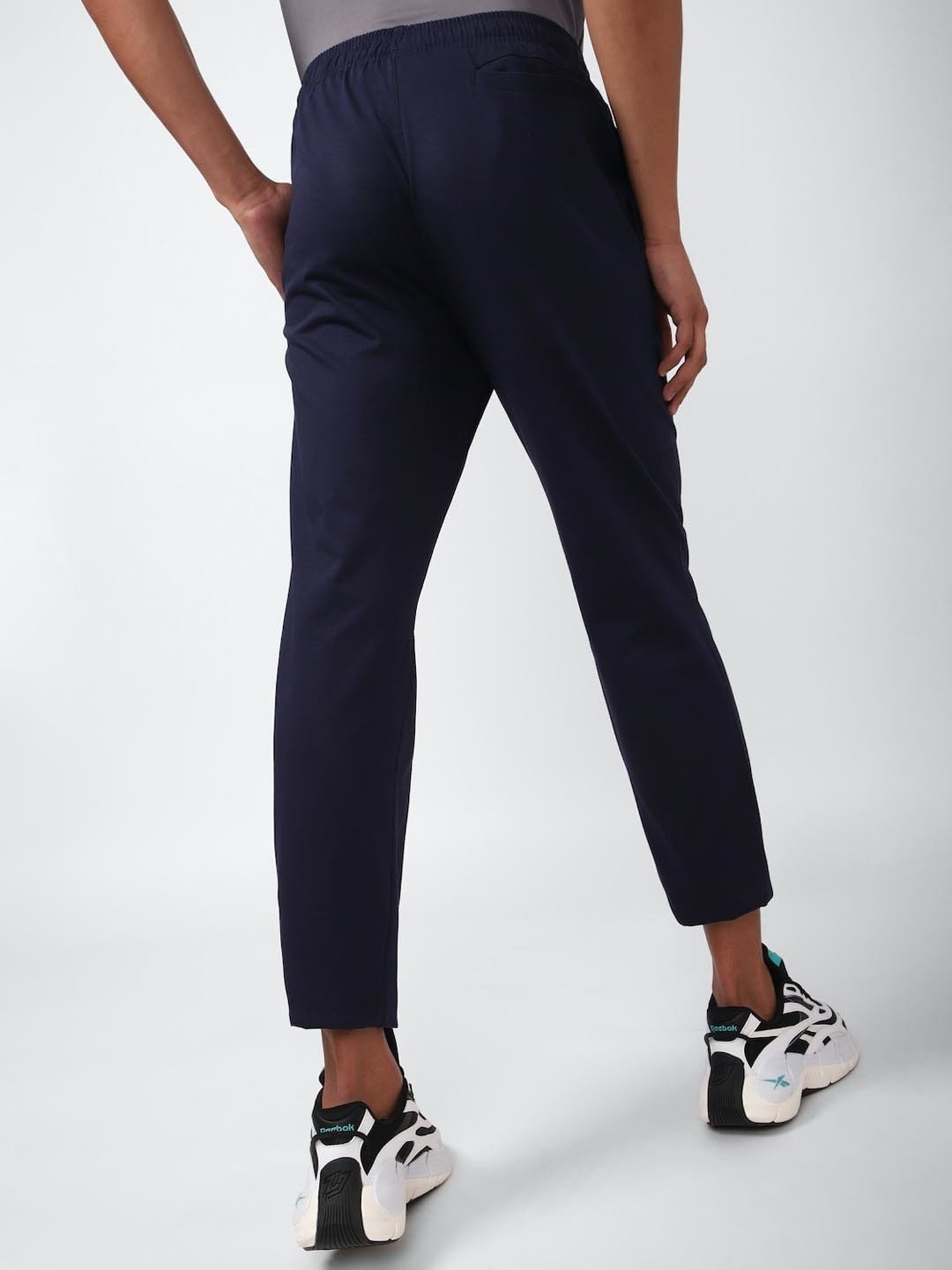 Reebok Navy Cotton Regular Fit Sports Trackpants