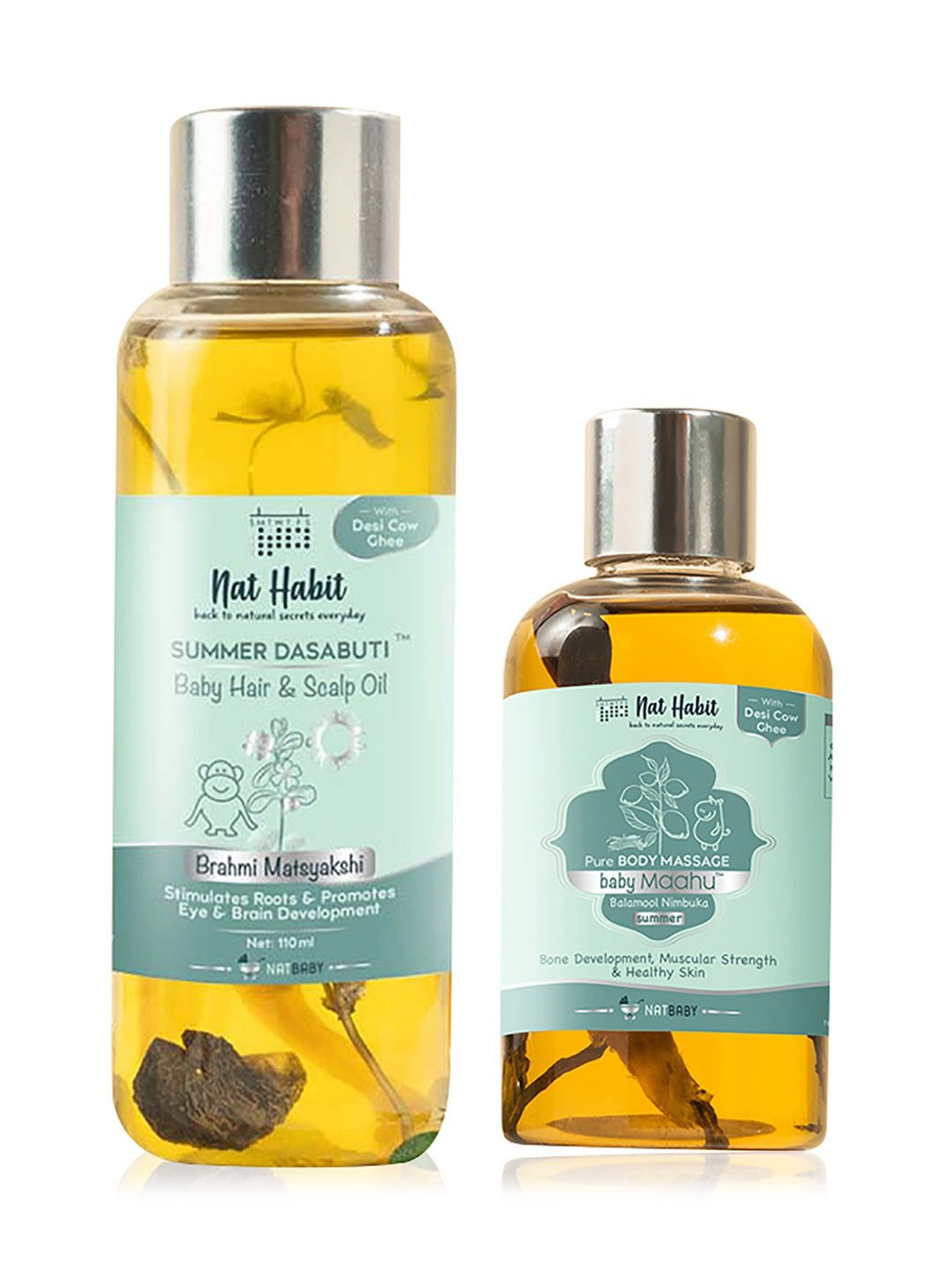 Nat Habit Baby Body Massage Hair and Scalp Oil - Combo