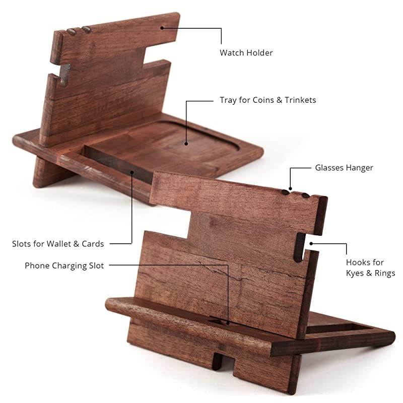 Phone Charging Station for Men ?and? Nightstand Organizer Dock - ?for All iPhone, Android Devices - en Bedside Stand