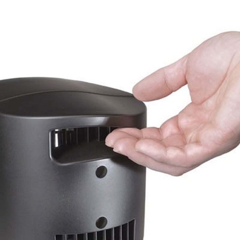 Lasko 4916 3-Speed Platinum Compact Portable Oscillating Tabletop Desktop Wind Tower Fan with Handle for Office, Bedroom, Kitchen, and Bathroom, Black