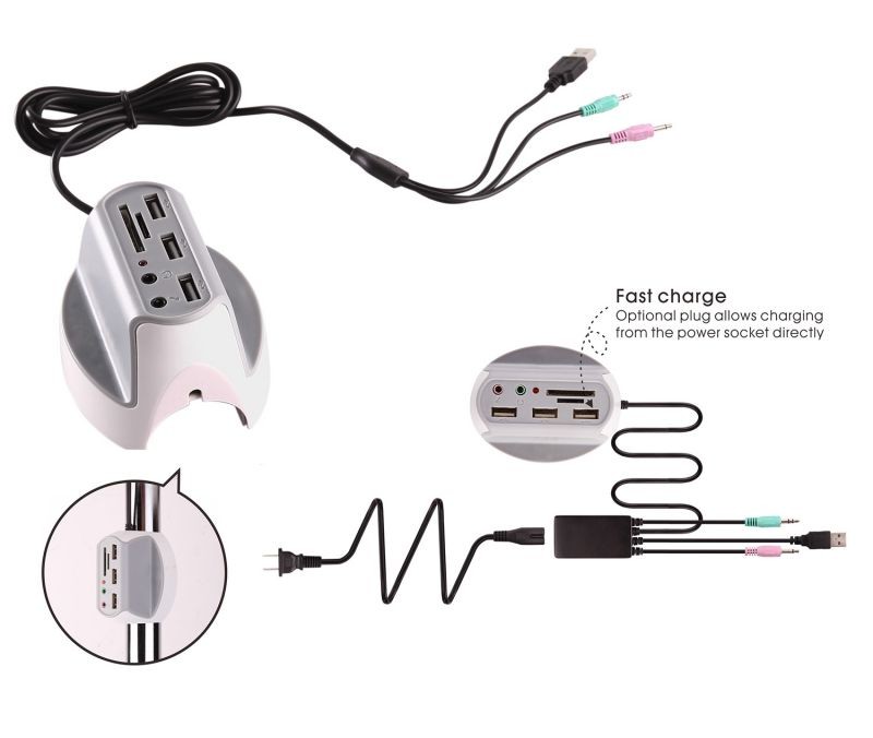 Panda Multifunctional Desktop Docking Station Charger Dock/USB 2.0 Hub/Card Reader/Audio Port Combo