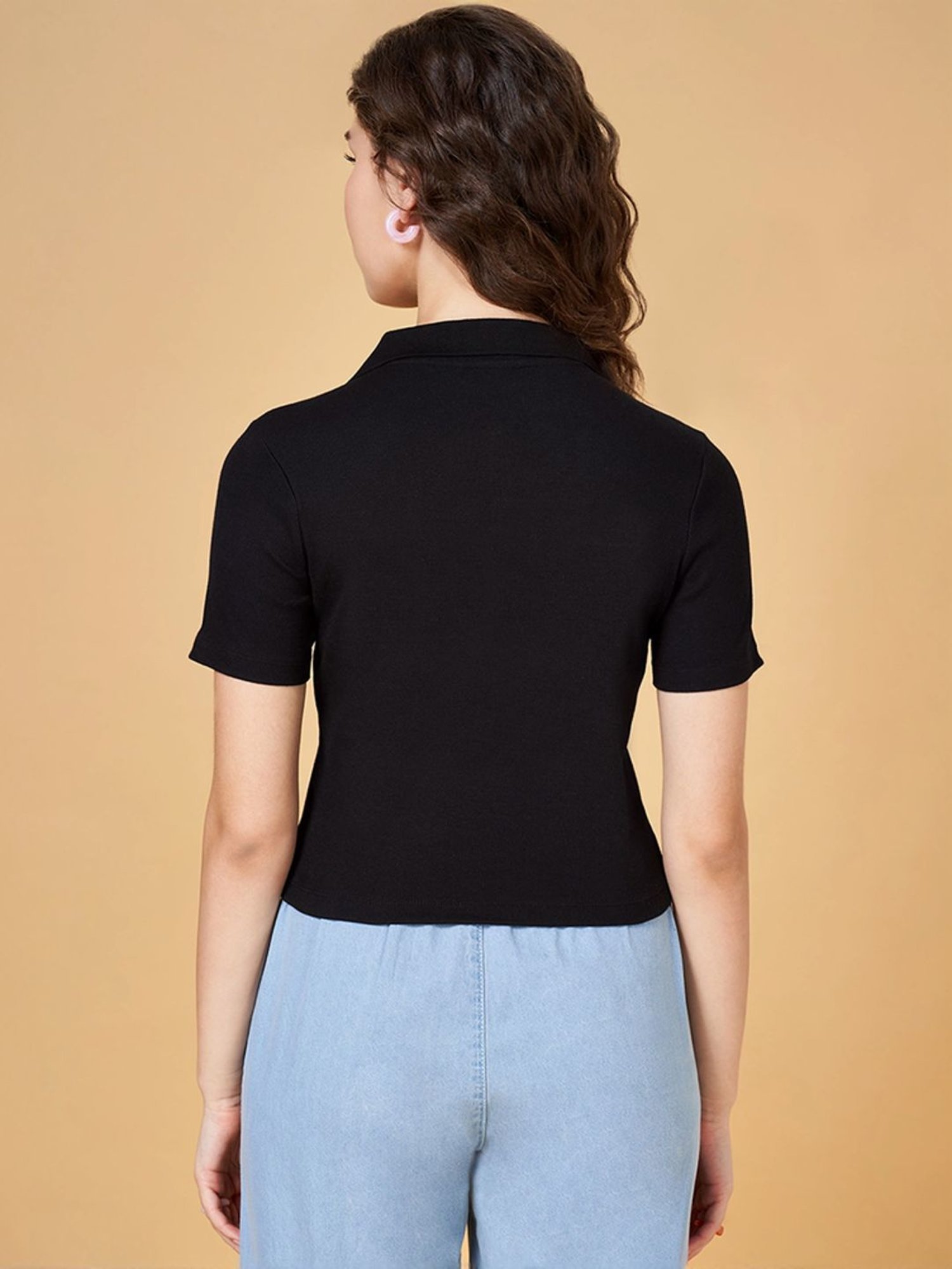 People by Pantaloons Black Slim Fit T-Shirt