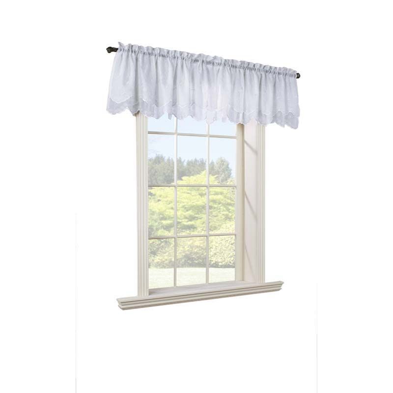 Commonwealth Habitat Hathaway Scroll Motif size - 54"x17" Double Scalloped Valance in Cream Color