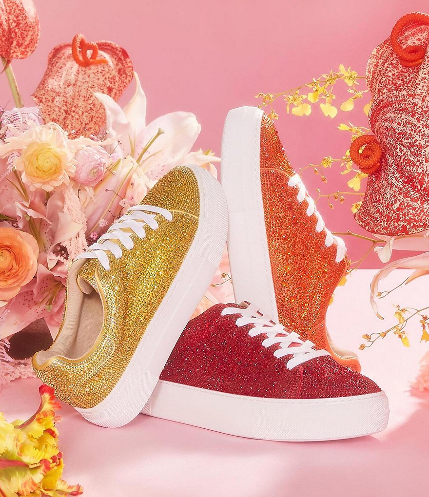 Blue by Betsey Johnson Sidny Rhinestone Embellished Platform Lace-Up Sneakers