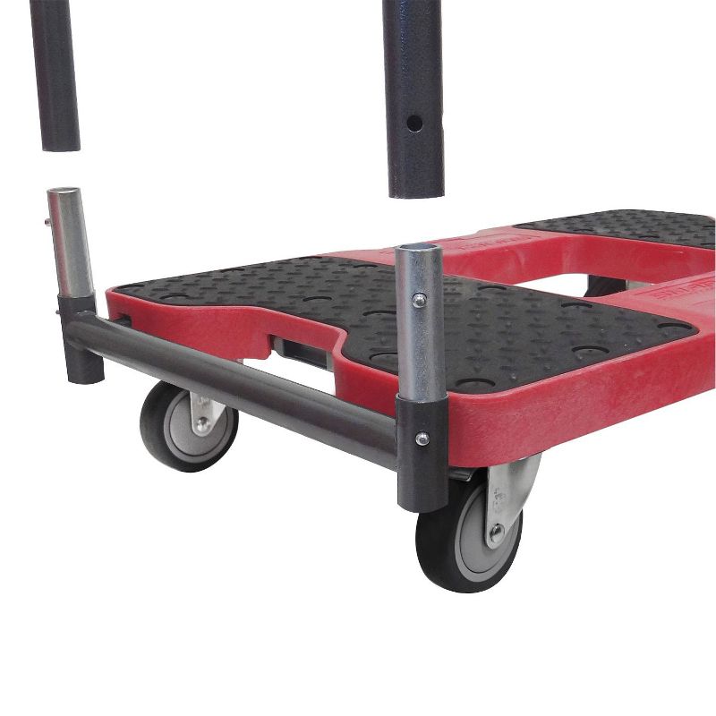 Snap Loc 1500 lb Capacity Industrial Strength E Track Panel Cart Dolly Red, Heavy Duty 4 in Polyurethane Swivel Non Marking Caster Wheels