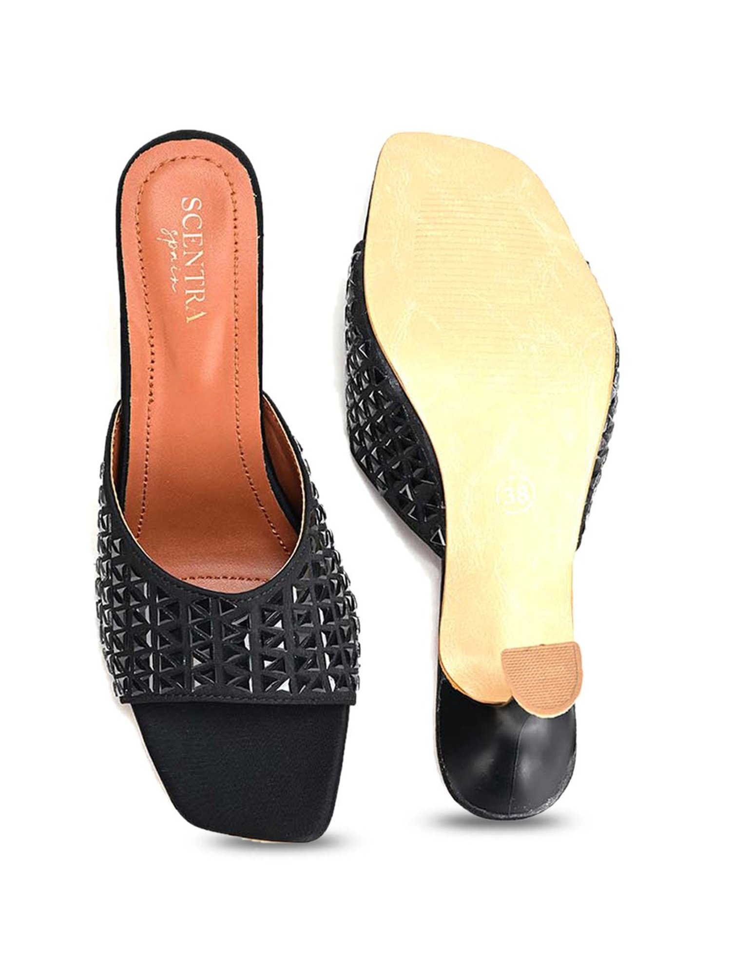 Scentra Women's Black Casual Sandals