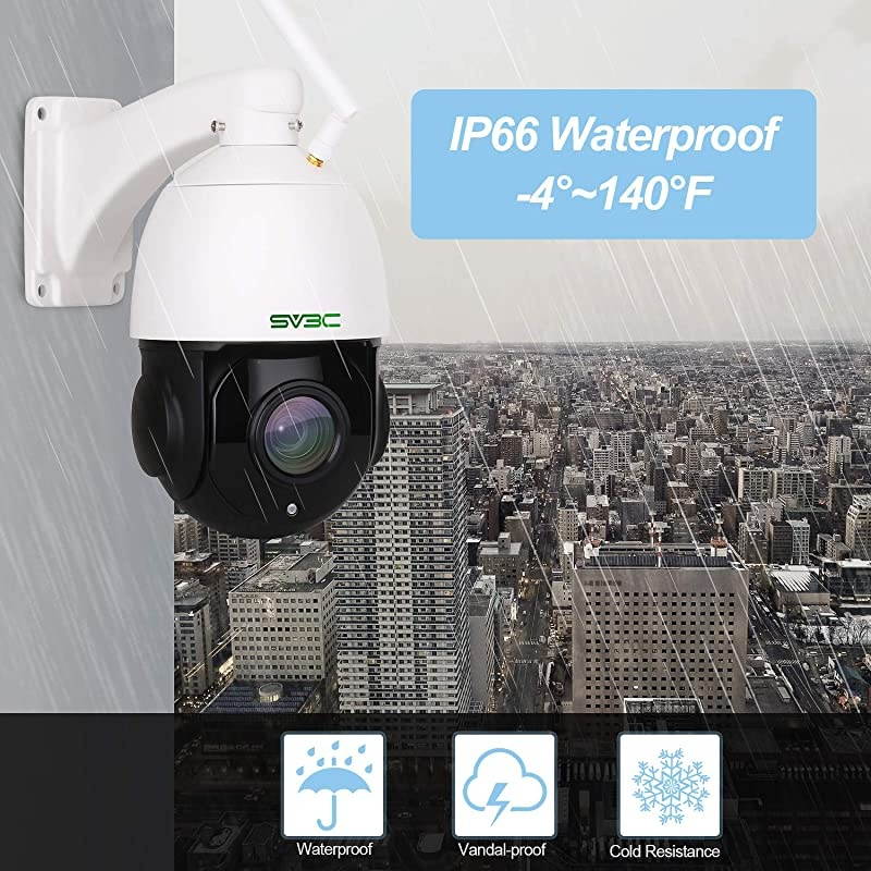 5MP PTZ WiFi Security Camera Outdoor,  Pan Tilt with 20X Optical Zoom Wireless Surveillance CCTV IP Camera, HD 5 Megapixels 196ft Night Vision Camera, IP66 Waterproof Camera with Audio