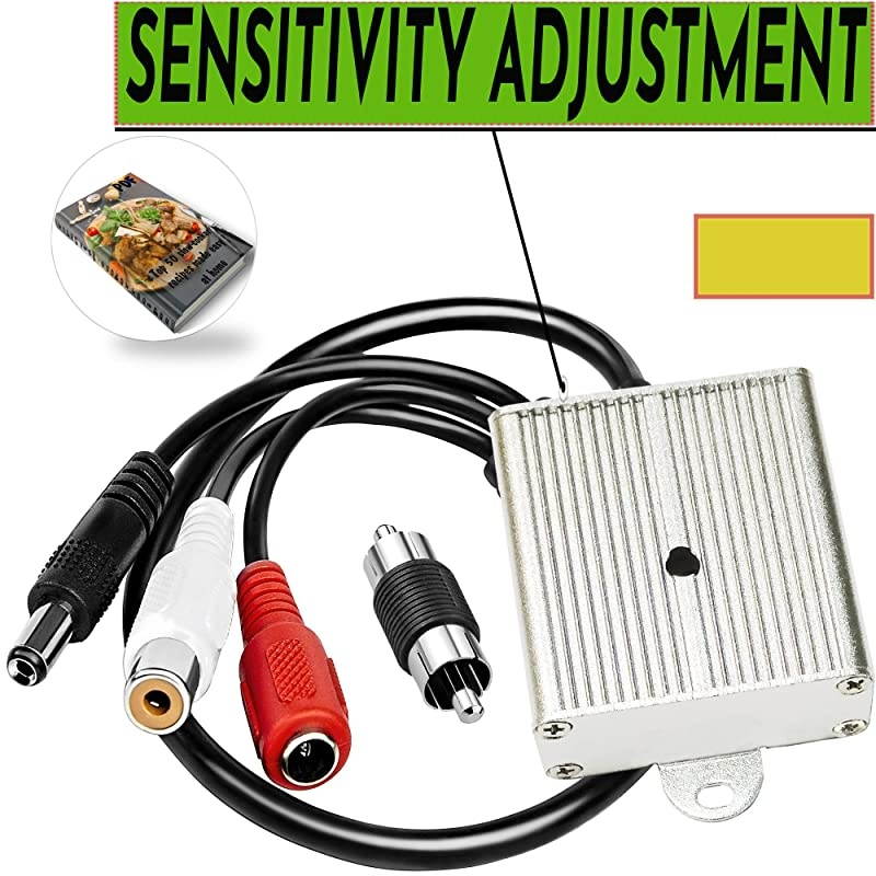 Microphone Security Microphone Audio Outdoor Gift RCA Tiny Surveillance Microphone DVR High Sensitive Preamp Amplified Pickup Device Mic External Camera Sound Waterproof Best Metal Case