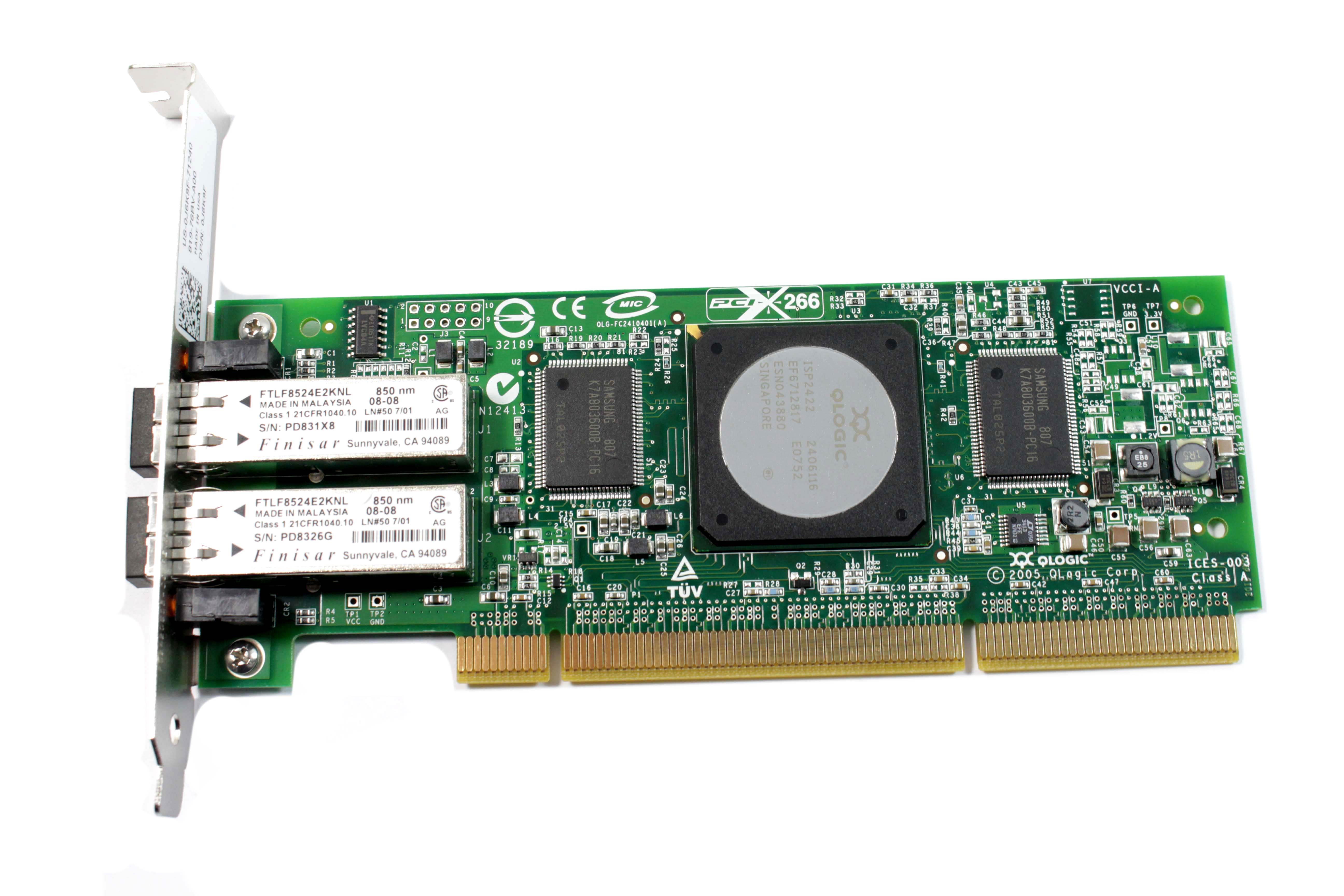 QLogic QLA2462 FTLF8524E2KNL 4Gbps Dual-Port PCIe Fiber Channel Card PX2510401 J6K9F