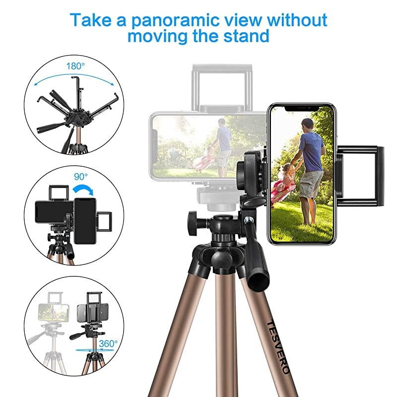 Tripod for iPad iPhone Camera Tablet , 50-inch Aluminum Alloy Tripod + Wireless Remote + 2 in 1 Mount Holder for Smartphone (Width 2.2-3.3"),Tablet (Width 4.3-7.3")