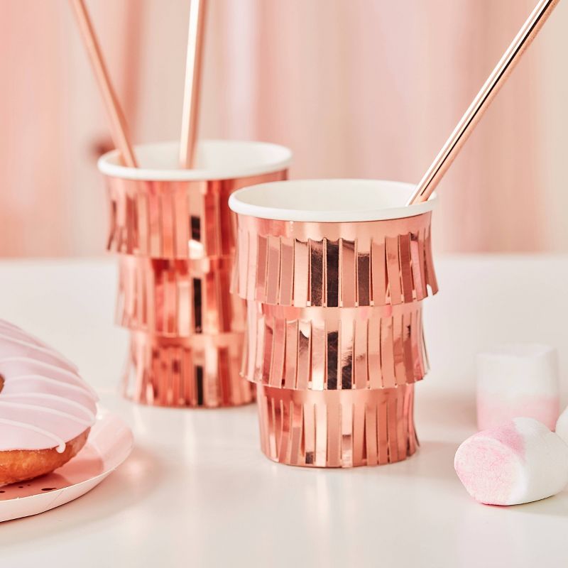 Fringe Cup Decorative Party Accessory Rose Gold