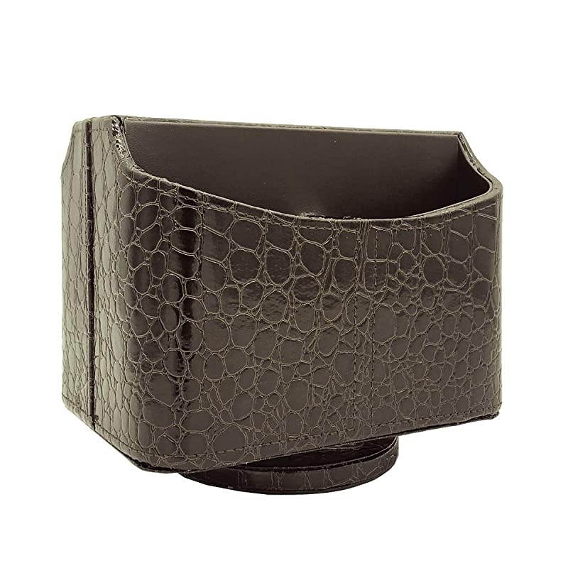 Colorful PU Leather 360 Degrees Rotatable Remote Control/Controller Organizer, Spinning TV Guide/Mail/Media Desktop Organizer Caddy Holder (Black)