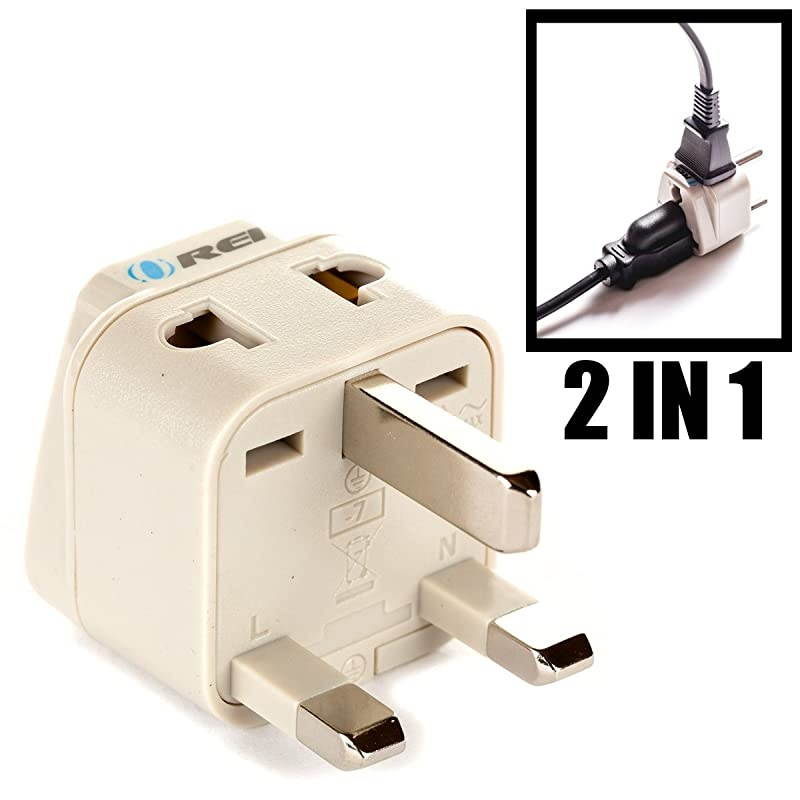 Grounded Universal 2 in 1 Plug Adapter Type G for UK Hong Kong Singapore and More