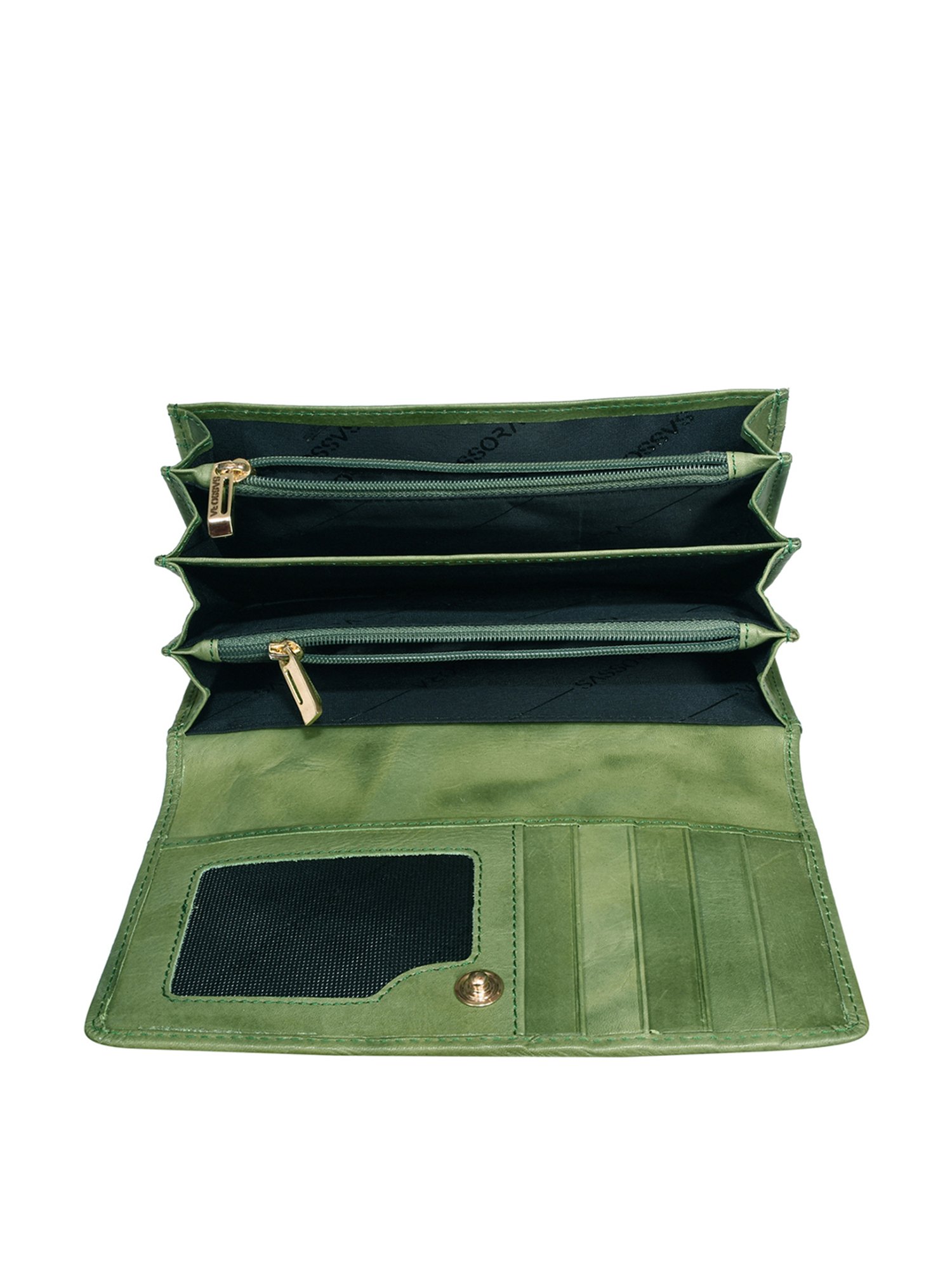 SASSORA Green Solid Rfid Wallet for Women