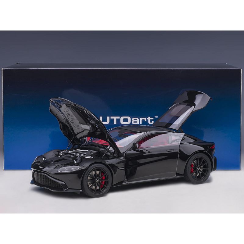 2019 Aston Martin Vantage RHD (Right Hand Drive) Jet Black with Red Interior 1/18 Model Car by Autoart
