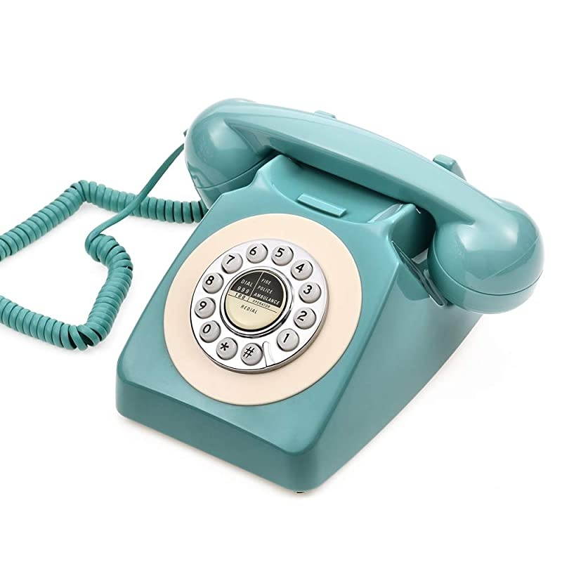 Retro Telephone  80s Classic TelephoneLandline PhoneWired Telephone for HomeHotel Fresh Blue