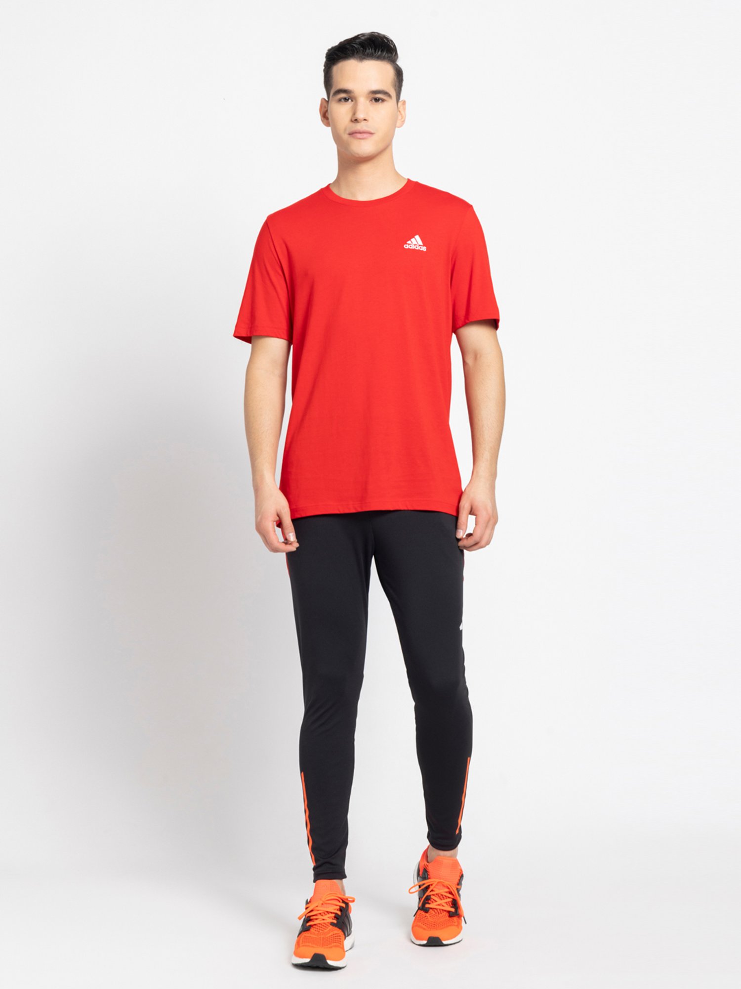 Adidas Red 100% Cotton Regular Printed  T-Shirt