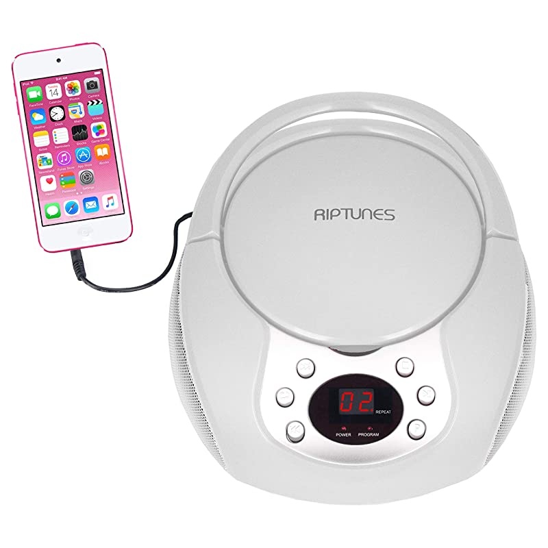 CD player Boombox Portable silver AuxIn CD Boombox AMFM Radio For Assured Amusement