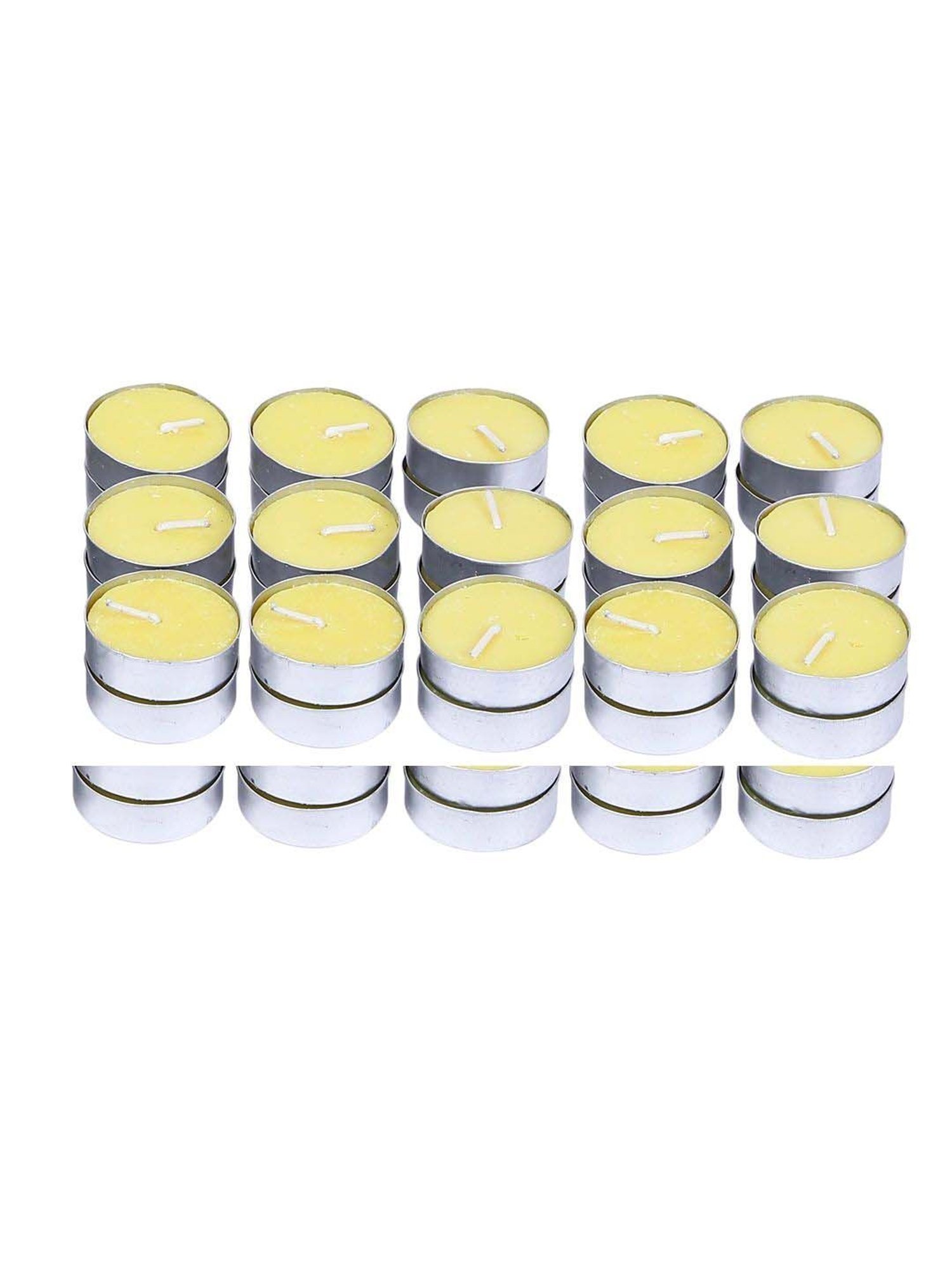 HOSLEY Yellow & Silver Wax Tea Light Candle - Set of 60