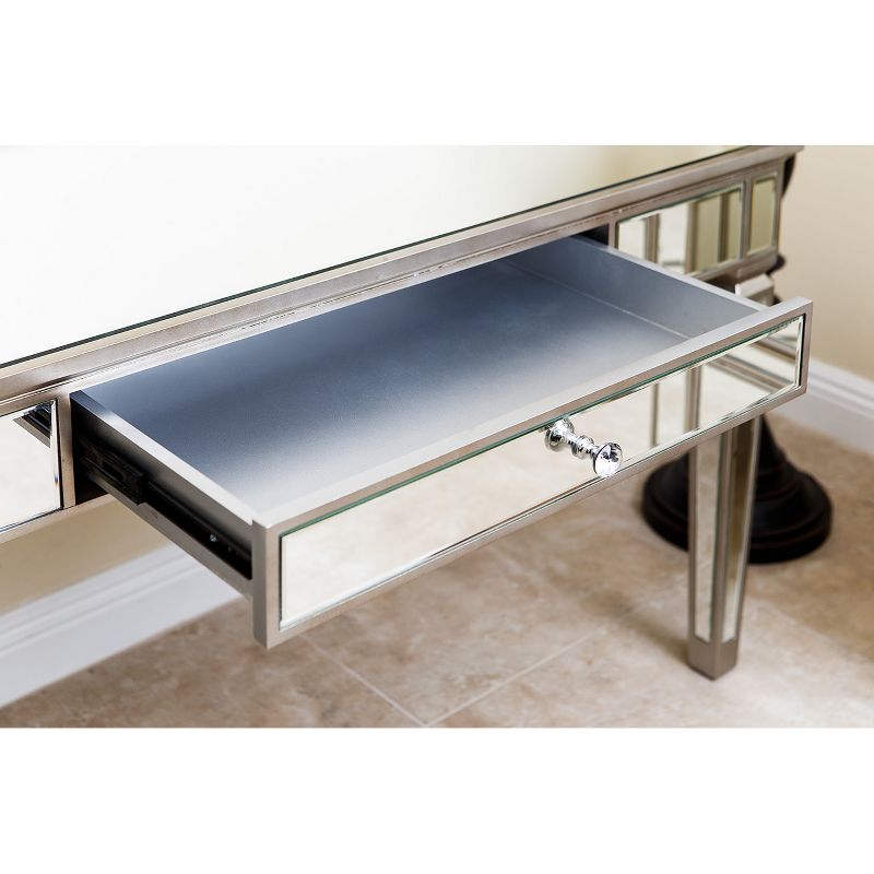 Ofelia Mirrored Desk Silver - Abbyson Living