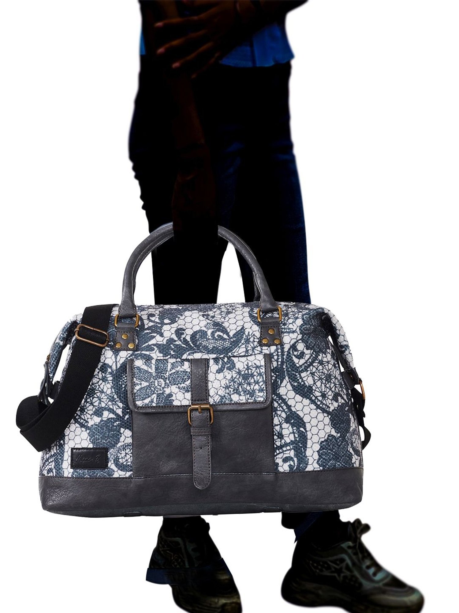 Mona B Grey Large Duffle Bag