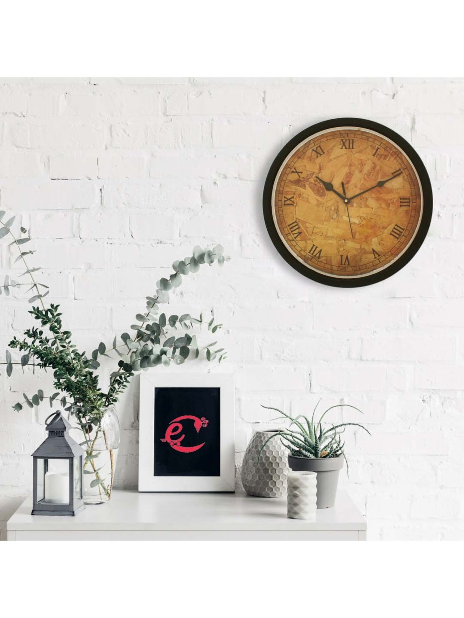 eCraftIndia Designer Round Analog Black Wall Clock
