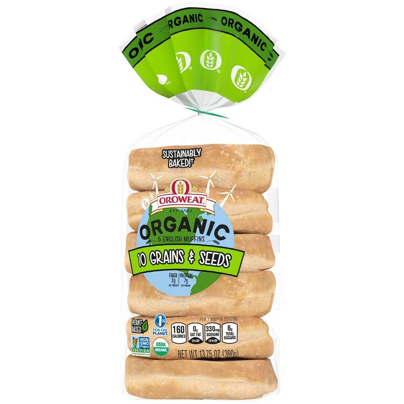 Oroweat Organic 12 Grains & Seeds English Muffins - 13.75oz