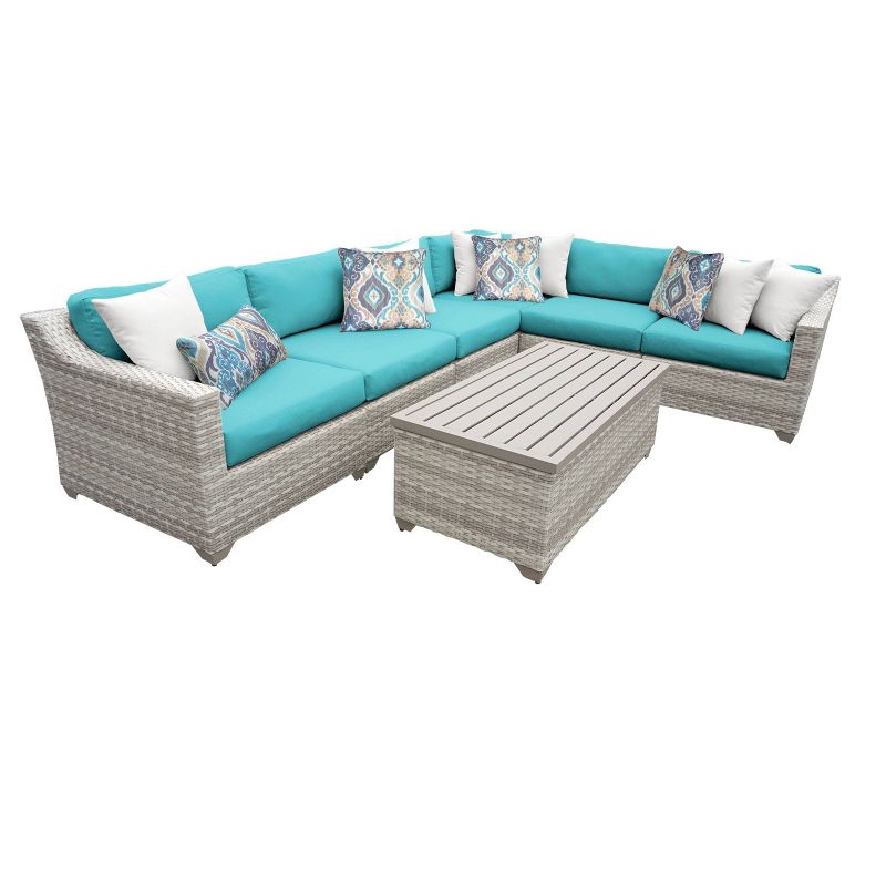 Fairmont 7pc Patio Sectional Seating Set with Cushions - Aruba - TK Classics