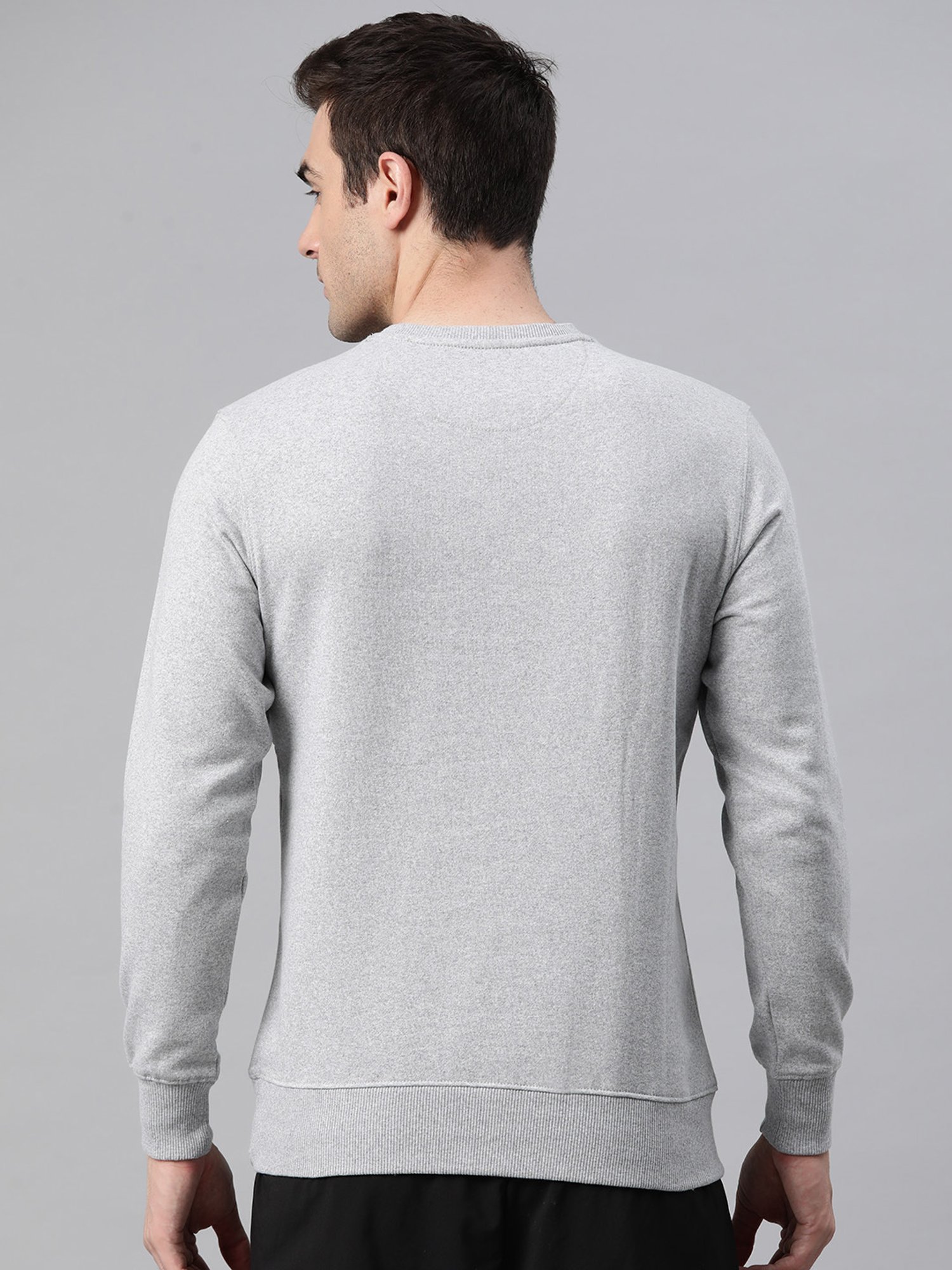 ALCIS Light Grey Regular Fit Printed Sweatshirt