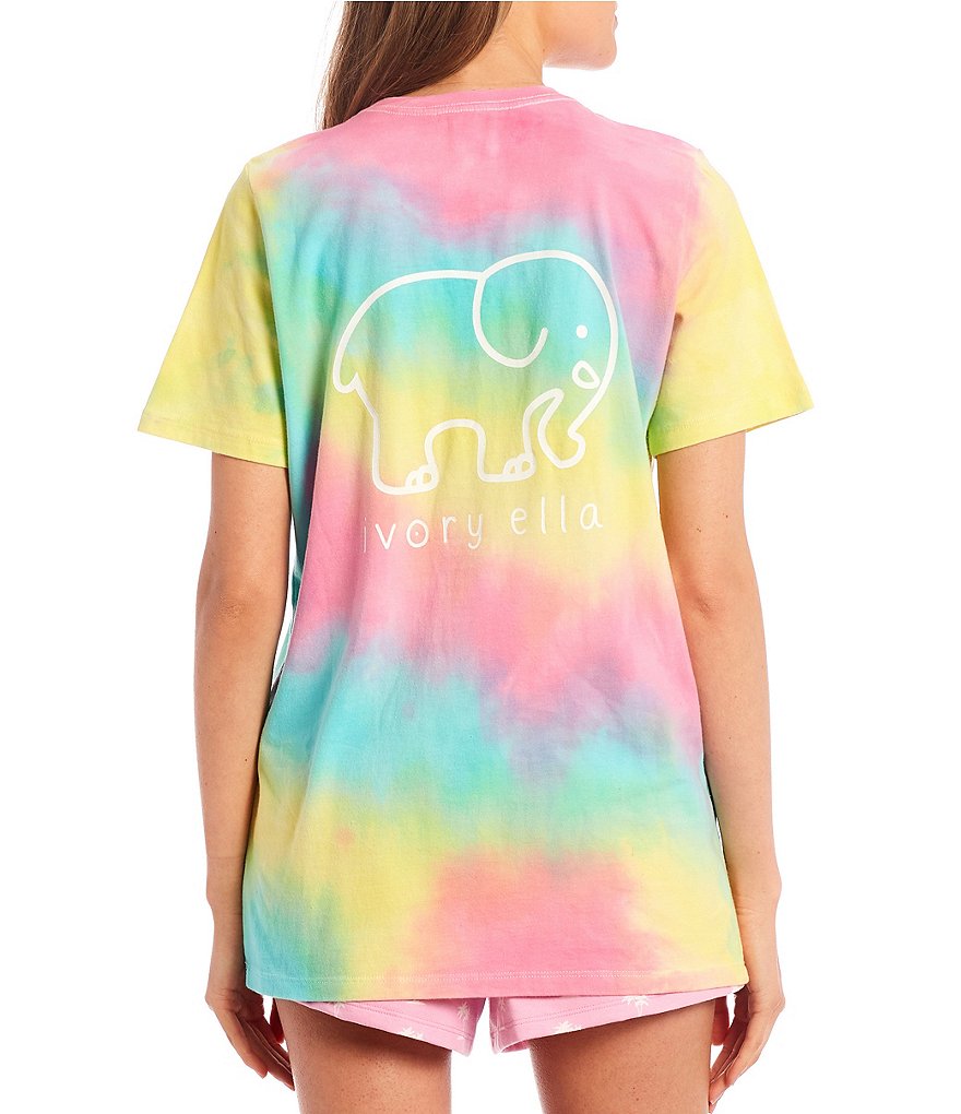 Ivory Ella Short Sleeve Tie Dye Logo Tee