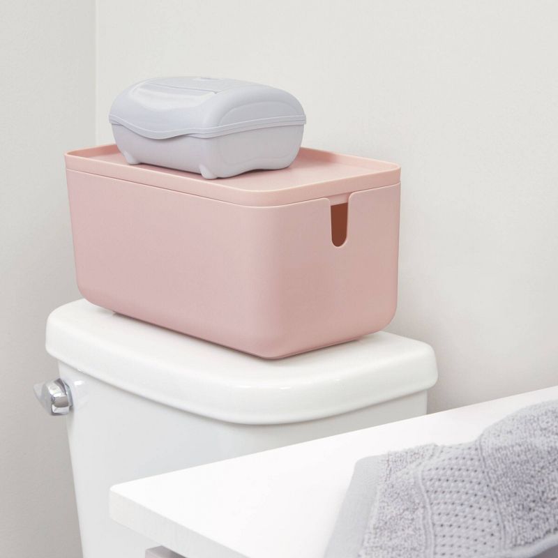 Cade Lidded Storage Bin Blush - iDESIGN