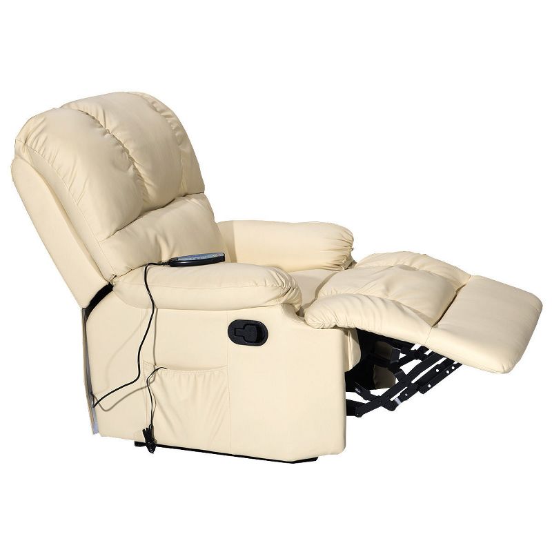 Costway Recliner Massage Sofa Chair Deluxe Ergonomic Lounge Heated W/Control Beige