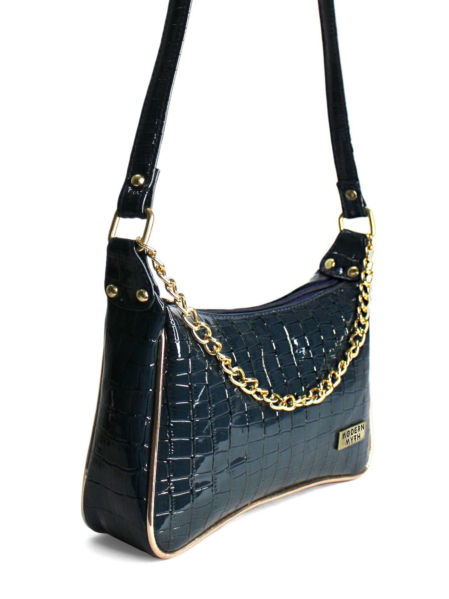 Modern Myth Blue Textured Medium Shoulder Bag