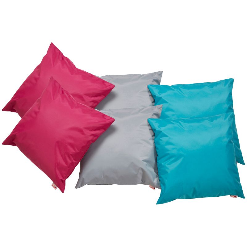 ECR4Kids 17" Indoor/Outdoor Floor Pillow Set, Classroom Pillows, Assorted Colors (6-Piece)