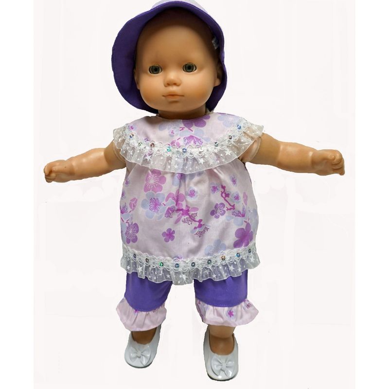 Doll Clothes Superstore 3 Piece Doll Clothes Lavender And Purple Print Fits Baby Dolls
