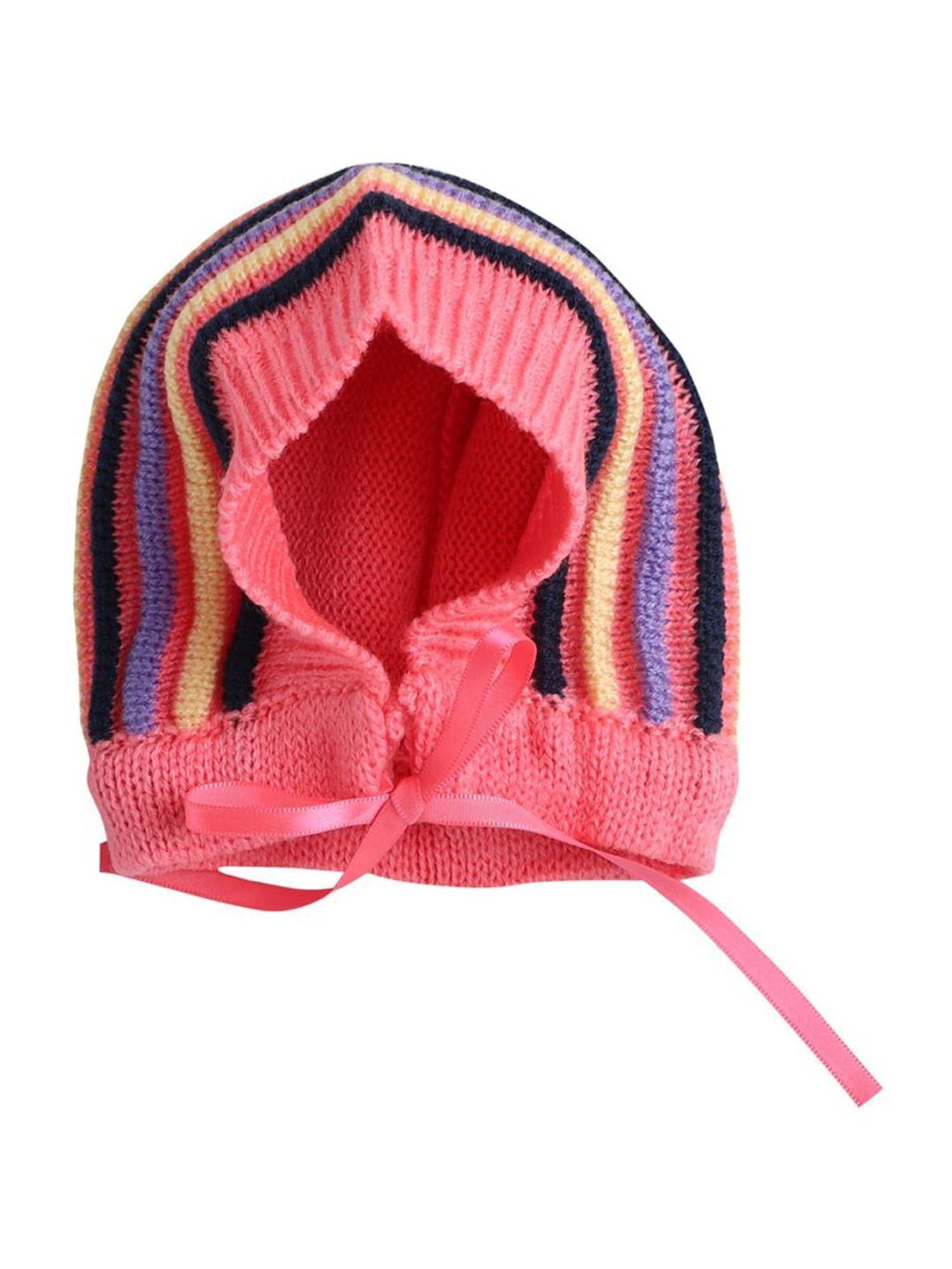 Little Angels Kids Pink & Black Striped Full Sleeves Sweater Set