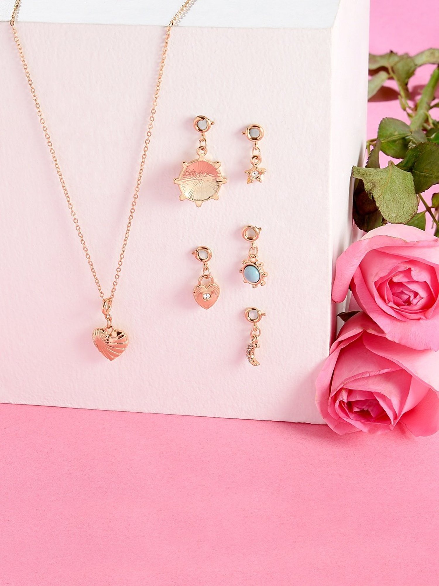 ToniQ Interchangeable Gold-Plated Charm Pendants for Women - Set of 6