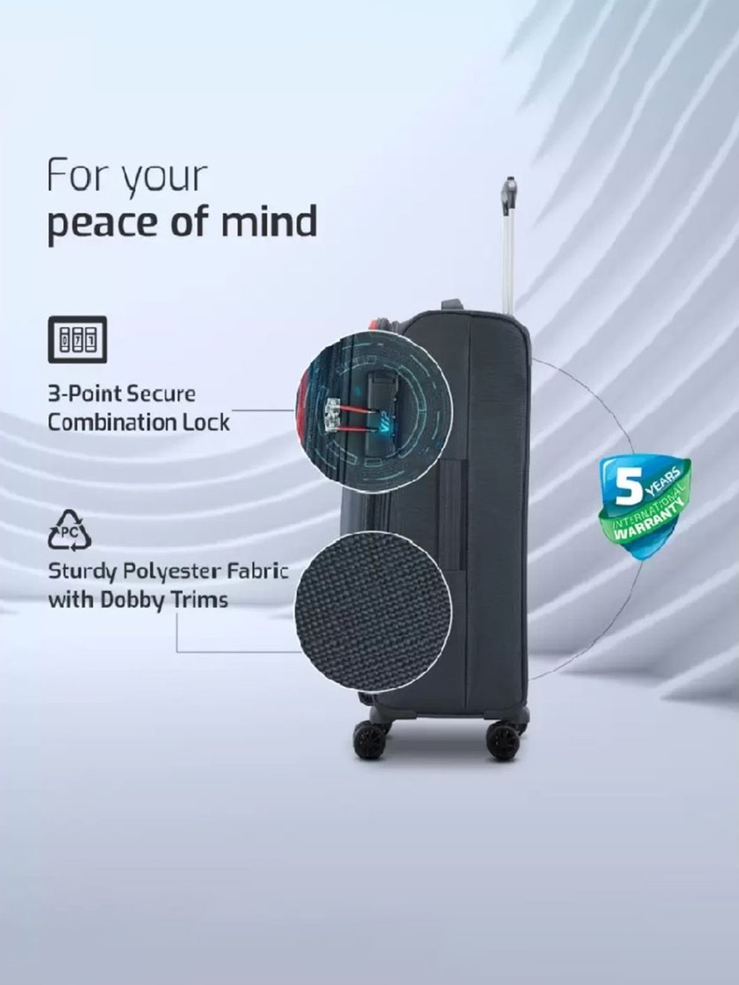 VIP Suprema Grey Solid Soft Large Trolley Bag - 34 cm