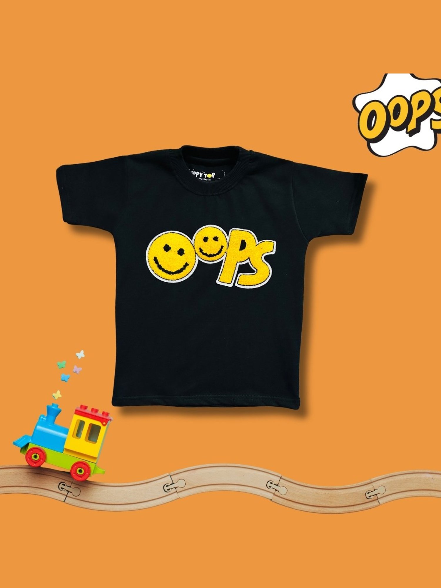 Tippy Top Kids Black Self Design T-Shirt