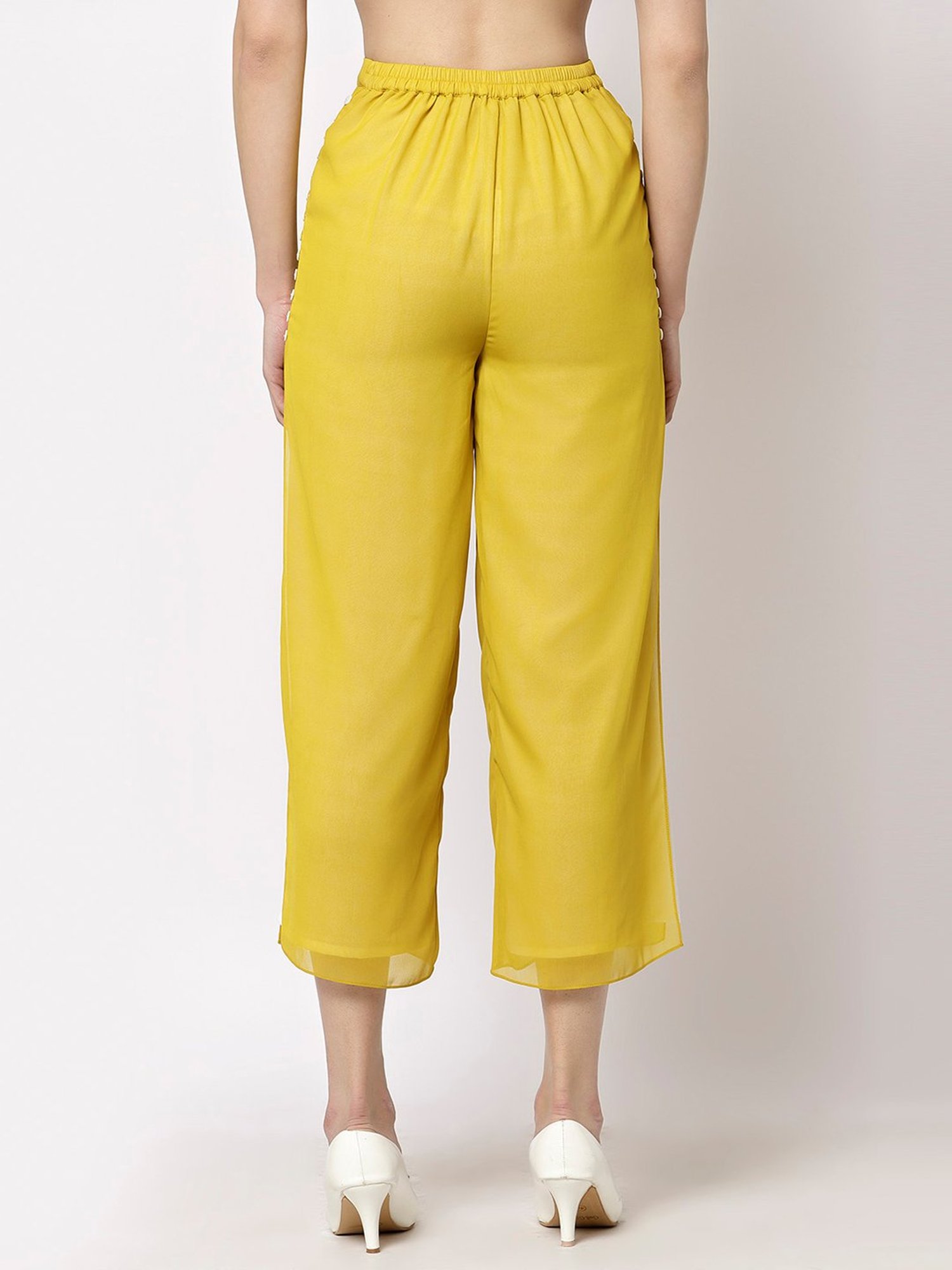 Office & You Yellow Straight Fit Palazzos