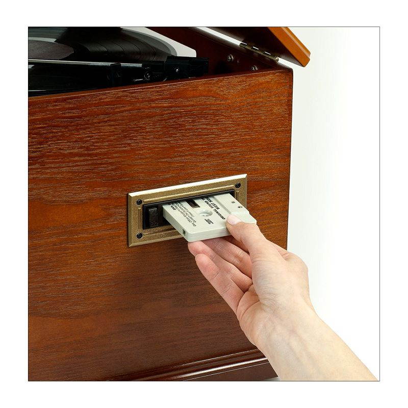 Victrola VTA-750B Nostalgic Aviator 7-in-1 Turntable Wooden Entertainment Center with Bluetooth, Mahogany