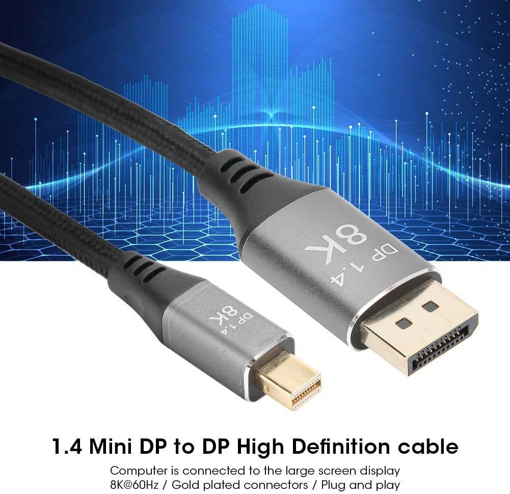 Lightweight Sturdy Portable Mini DP to DP Cable Adapter Cable Mini DPto DP Cable Mini DP to DP Cable Wire Adapter Cable for PC for Computers for Laptop