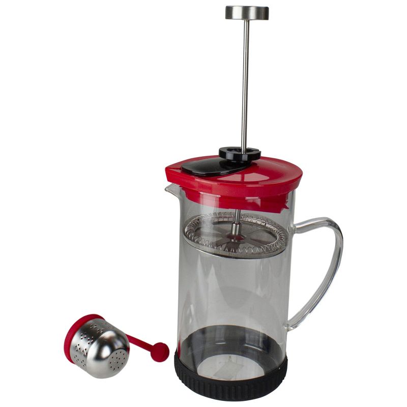 Northlight Red and Clear French Press Coffee and Brewed Tea Maker