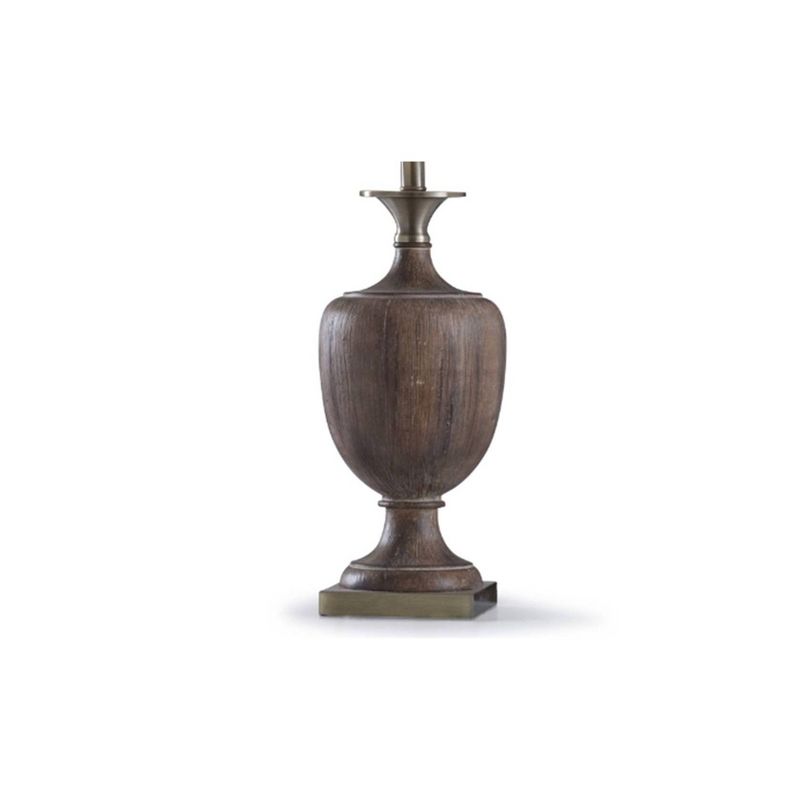 Roanoke Wood Grain Textured Urn Table Lamp with Drum Shade White - StyleCraft