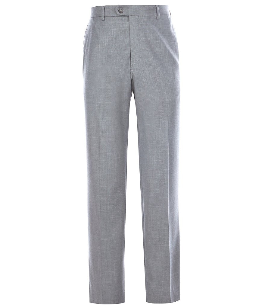 Roundtree & Yorke TravelSmart Ultimate Comfort Easy Care Sharkskin Flat-Front Dress Pants